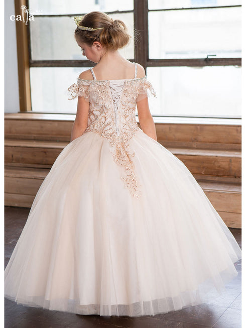 Girls Multi Colors Off-Shoulder Sparkle Ball Gown Dress 3-16 - SophiasStyle.com